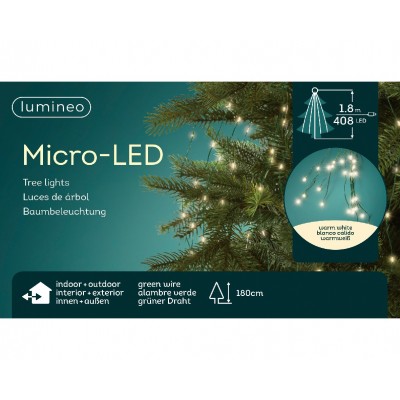 Гирлянда micro-LED Lumineo, провод зеленый, свет белый теплый, длина в ассортименте,  6-33246 - купить  в магазине Украфлора по лучшей цене